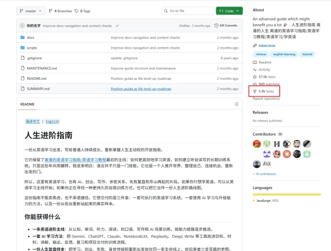 一个 5w+ start 的英语学习指南-青春分享栈